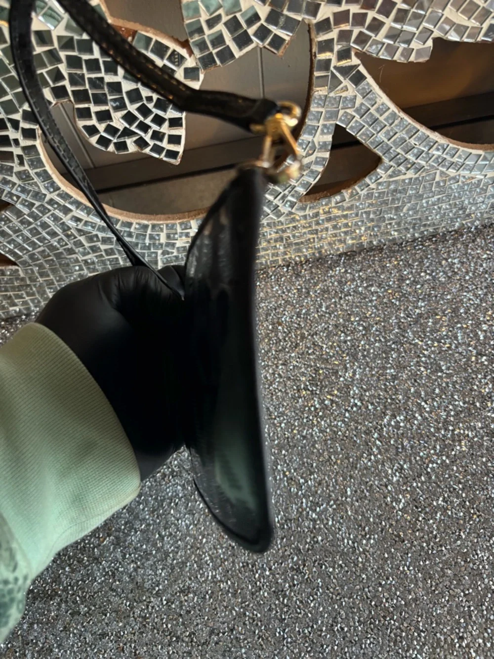 ⭐️Michael Kors‎ Black Embossed Wristlet with Gold Hardware